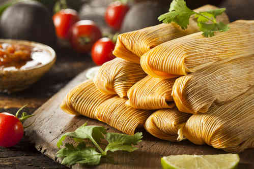 Tamales cheese with chili stripes